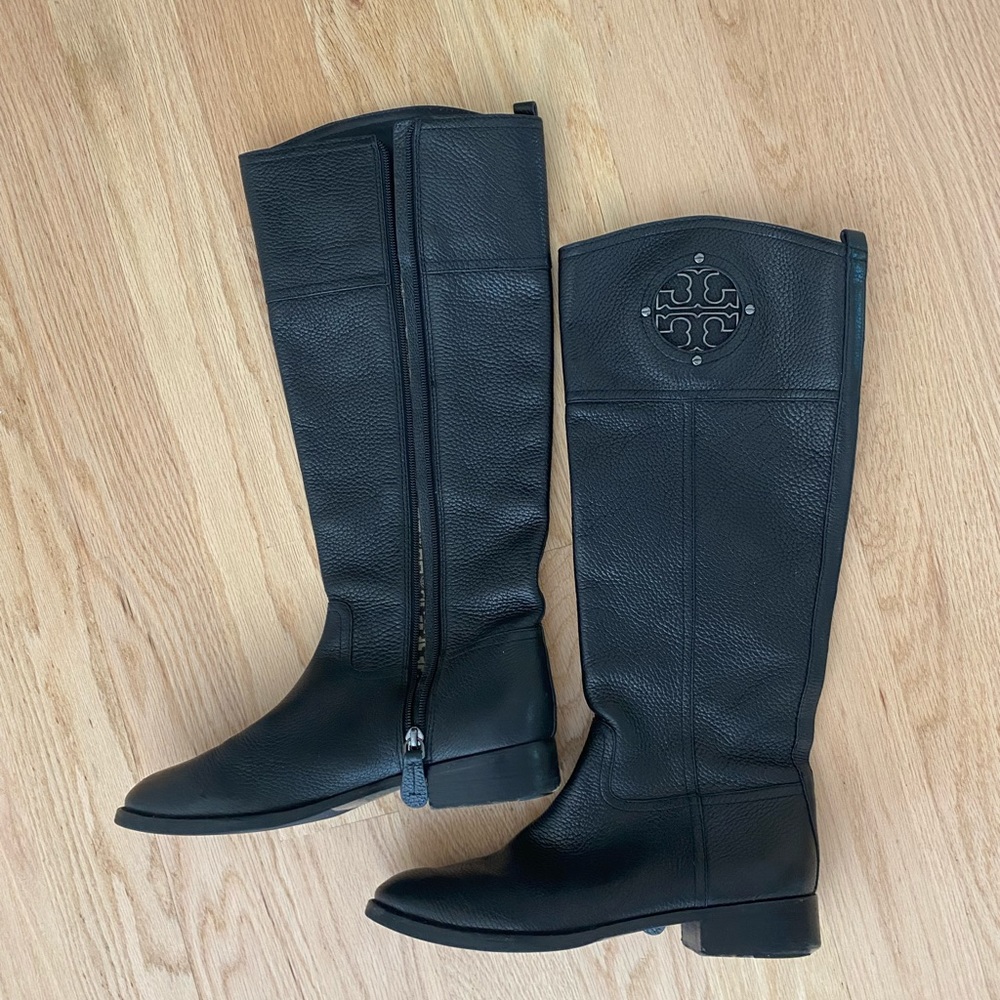 Tory Burch black leather riding boots size 8 knee high